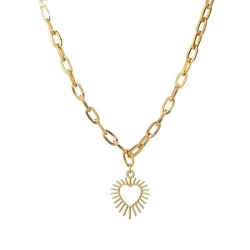 NTM4176 18K Gold Plated Stainless Steel Love Sweater Chain Women's Elegant Jewelry
