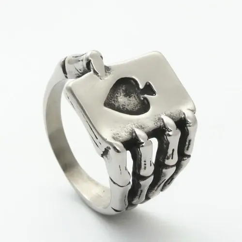 RTM2918 Gothic Claw Playing Card Men's Ring Titanium Steel Motorcycle Jewelry