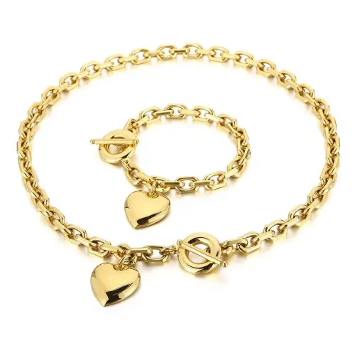 NTM4112 Hip Hop Disco Heart Love Pendant OT Buckle Clavicle Chain in Stainless Steel