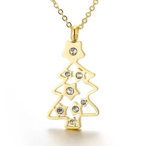 NTM4056 Christmas Snowman Pendant Festive Stainless Steel Necklace for Women