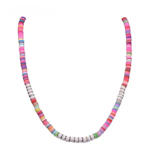 NTM4181 Colorful DIY Chinese Style Bohemian Soft Clay Disc Necklace Unique Accessory
