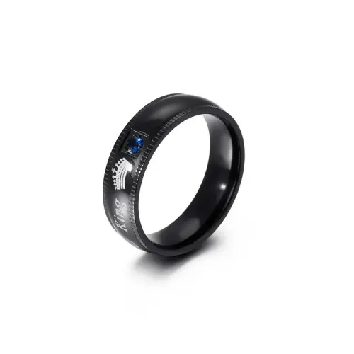 RTM3158 Elegant Crown Diamond Ring for Women Stainless Steel Couple Jewelry