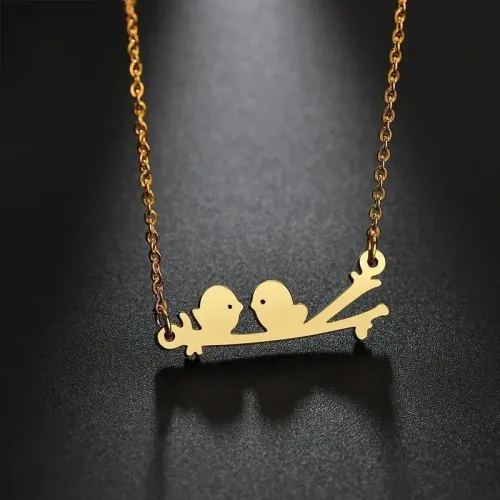 NTM4155 Two Birds on Branch Pendant Women's Elegant Collarbone Chain Accessory