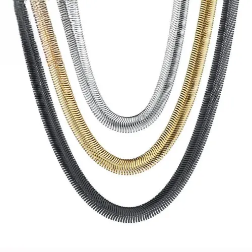 NTM4191 Flat Snake Bone Chain 304 Stainless Steel Unisex Flat Snake Necklace