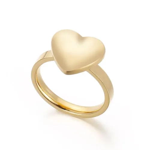RTM2979 Luxury Love Series Titanium Steel Heart-Shaped Ring Gold Unisex Jewelry