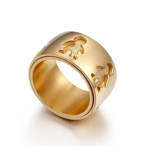 RTM2988 Elegant Rotating Titanium Steel Chain Ring Electroplated Women's Finger Jewelry