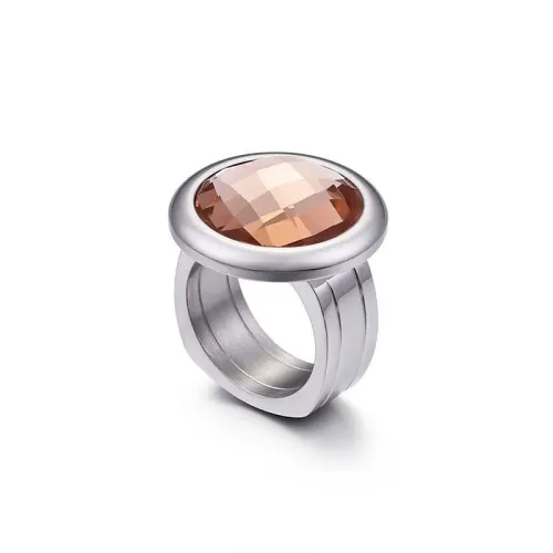 RTM3050 Elegant Women's Stainless Steel Ring Titanium with Multicolor Stones