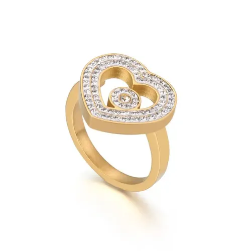 RTM3272 Gold Plated Diamond Ring Titanium Steel Eastern Women