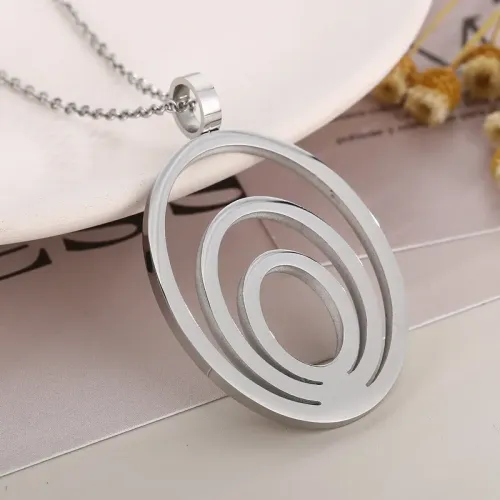 NTM4058 DIY Hollow Oval Coil Pendant Chic Women's Jewelry Accessory