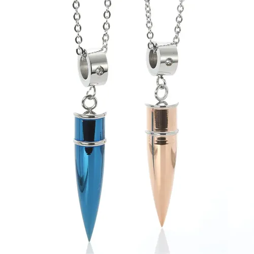 NTM4033 Unisex Bullet Pendant Stainless Titanium Steel Couple's Necklace Jewelry