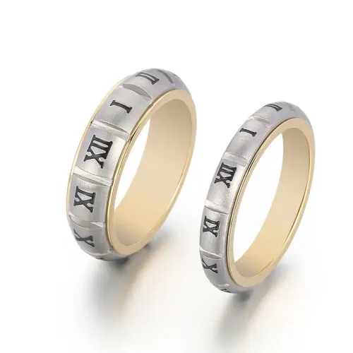 RTM3188 Titanium Steel Roman Numeral Ring Punk Couple's Stainless Steel Band