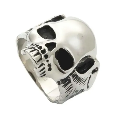 RTM2914 Glossy Titanium Steel Skull Ring Punk Bald Skull Finger Band