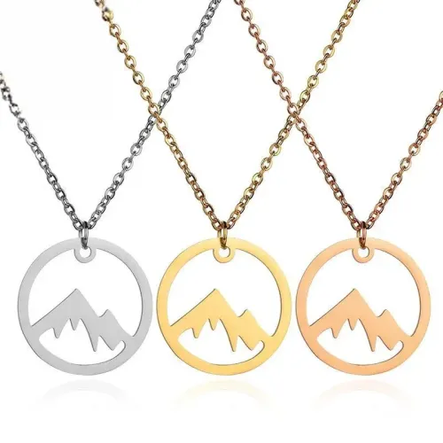 NTM4149 Stainless Steel Snow Mountain Pendant Women's Clavicle Chain Necklace