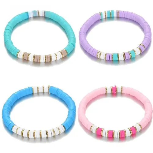 NTM4189 Bohemian Soft Pottery Bead Chain Colorful Handmade OL Jewelry