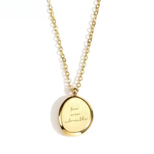 NTM4172 18K Gold Oval English Sweater Chain Elegant Women's Necklace Jewelry