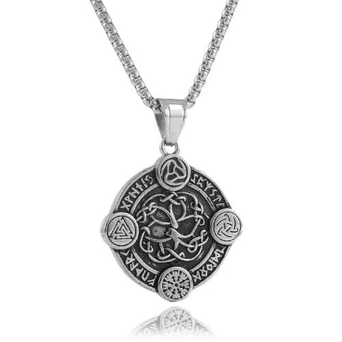 NTM4017 Viking Odin Triangle Tree of Life Pendants Stainless and Titanium Steel Rune Necklace
