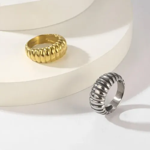 RTM3000 Unisex Geometric Threaded Ring Durable Titanium Steel Jewelry Piece