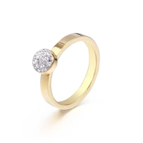 RTM3009 Elegant Titanium Steel Diamond Ring Petite Girls' Jewelry Accessory