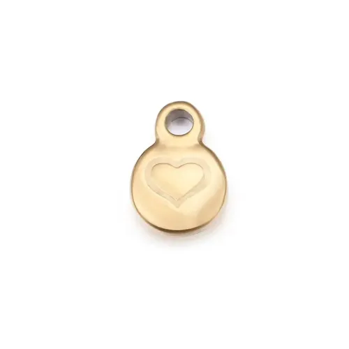 NTM4041 DIY Handmade Heart Pattern Round Pendant Stainless Steel Accessories