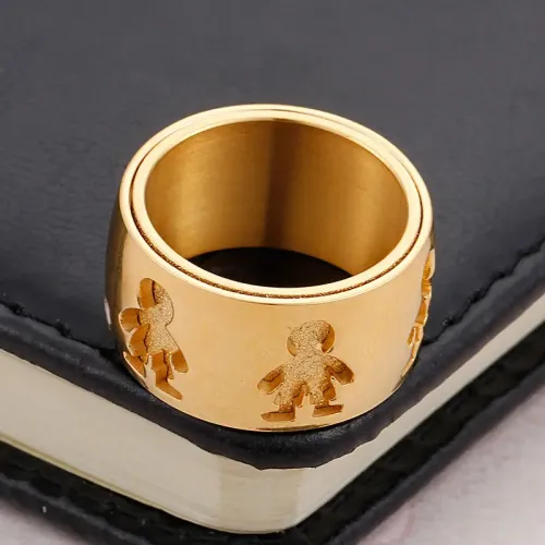 RTM2993 Double-Layered Titanium Steel Parent-Child Ring Holiday Gift for Boys Girls