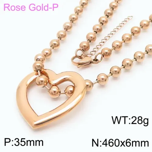 NTM4101 Elegant Heart Hollow Pendant Set Women's Stainless Steel Jewelry Collection