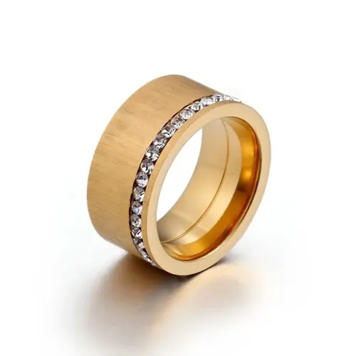 RTM3195 Luxurious Single Row White Diamond Wide Ring Premium Jewelry Accessory