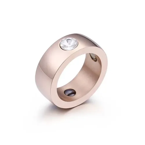 RTM3304 Women's Rose Gold Titanium Steel Ring Ground Zircon Stainless Steel Jewelry