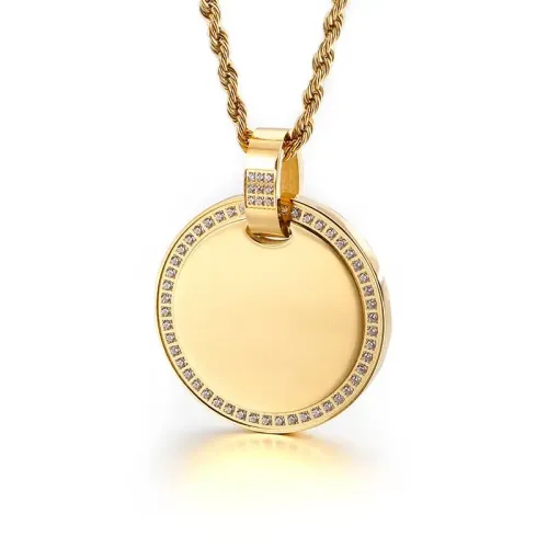 NTM4116 Women's Round DIY Titanium Steel CNC Diamond Pendant Elegant Jewelry Accessory