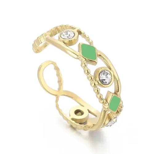 RTM3038 Women's Oil Drip Stainless Steel Ring Hollow Open Geometric Design