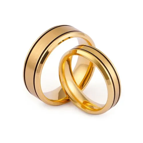 RTM3369 Gold Sand Surface Couple Rings Stainless Steel Electroplated Accessories