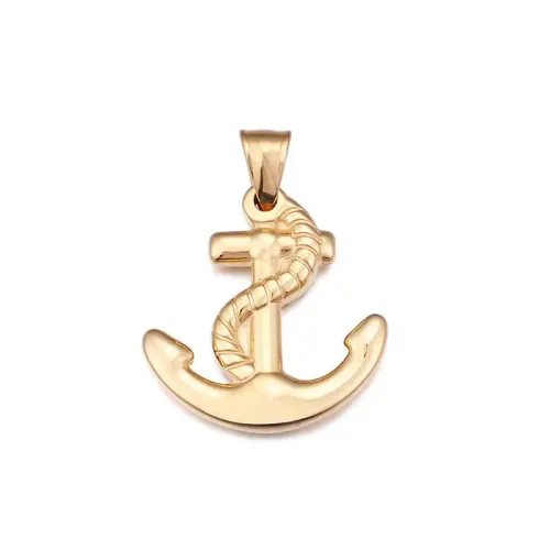 NTM4072 Men's Navy Punk Anchor Cross Pendant Titanium Steel Necklace