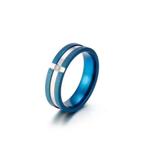 RTM3139 Frosted Single Diamond Stainless Steel Ring Unisex Tail Ring for Men Women