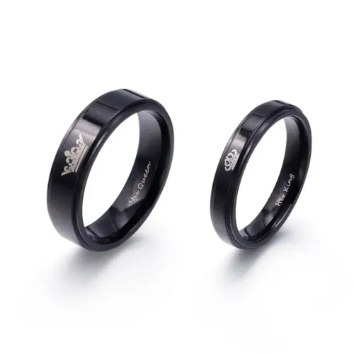 RTM3102 Her King His Queen Titanium Steel Couple Rings Mirror Finish