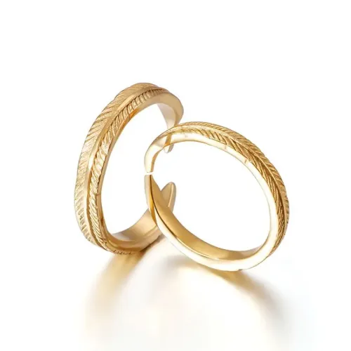 RTM3192 Open Feather Couple Rings Unique Pair of Jewelry Rings for Couples