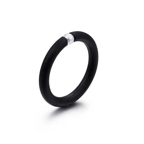 RTM3194 Elegant Black Matte Single Pearl Ring Free Sophisticated Accessory