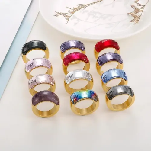 RTM3076 Semi-Bezel Gemstone Titanium Steel Ring Durable Stylish Accessories