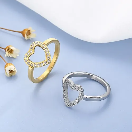 RTM3014 Micro-Set Diamond Love Ring Hollow Heart-Shaped Jewelry Collection