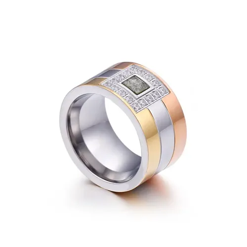 RTM3319 Unisex Multi-Color Titanium Steel Wide Ring Micro-Set Design for Men Women