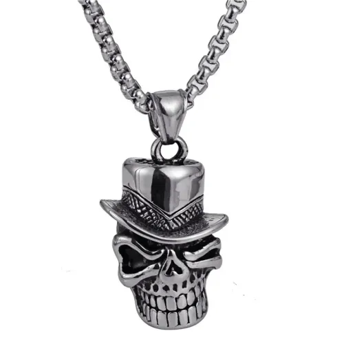 NTM4029 Punk Skull Pendant Ghost Head Tag in Titanium Stainless Steel
