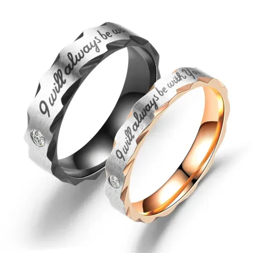 RTM3355 Style Diamond Rose Gold Black Pair Ring LOVE Minions Couple Band