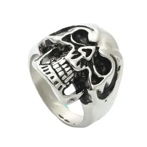 RTM2916 Shiny Skull Ring Punk Titanium Stainless Steel Jewelry Piece