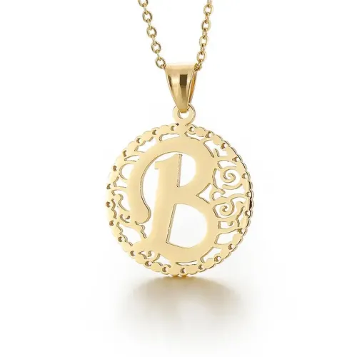 NTM4077 Women's B Letter Shaped Pendant Stainless Steel Jewelry Accessory