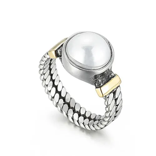 RTM3256 Unisex Titanium Steel Pearl Rings High-Quality Accessories for Men Women