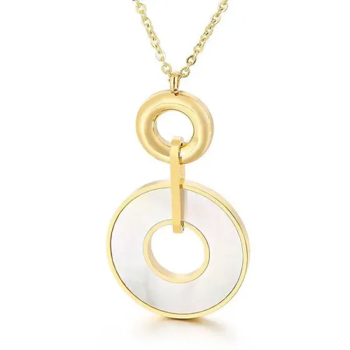 NTM4088 Gold-Plated Stainless Steel Round Shell Pendant Elegant Accessory for Any Occasion