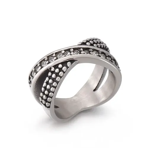 RTM3264 Rhinestones Braided Stainless Steel Ring Women's Fashion jewelry