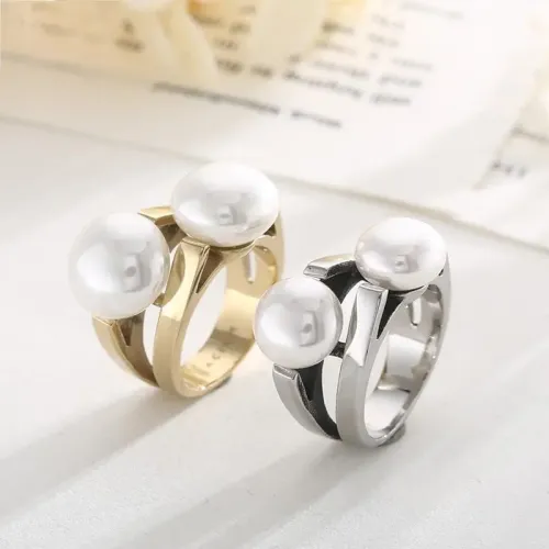 RTM3046 Personalized Stainless Steel Pearl Ring for Women Unique Fashion