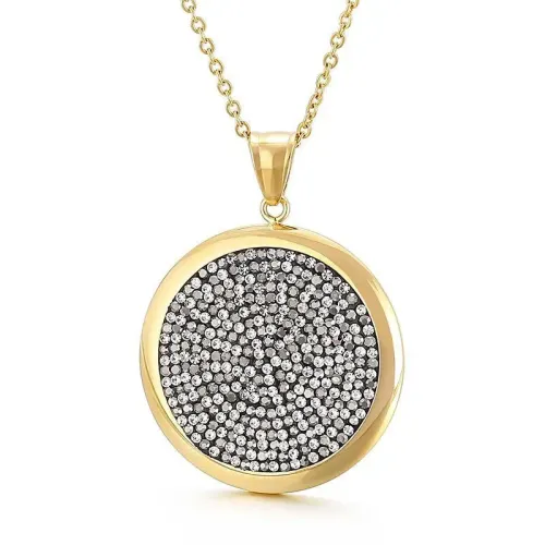 NTM4075 Elegant Titanium Steel Rhinestone Circle Pendant Women's Jewelry Accessory