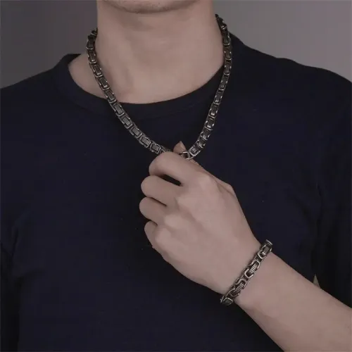 NTM4175 Hip-Hop 8M Motorcycle Ingot Buckle Splicing Chain 60cm Men's Stainless Steel Jewelry