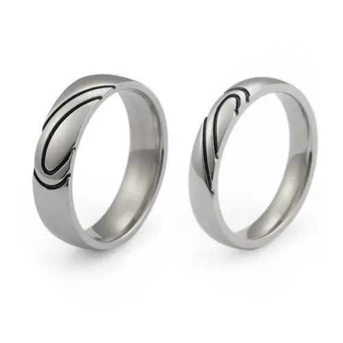 RTM3145 Love-Shaped Titanium Steel Couple Rings Colorful Chinese Valentine's Day Special