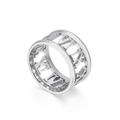 RTM2976 Luxury 18K Gold Plated Titanium Steel Roman Letter Ring Unisex Jewelry